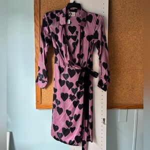Lanvin Pink and Black Heart Pattern Dress